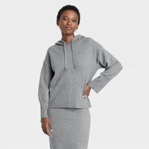 Women's Cozy Knit Hoodie Sweatshirt - A New Day™ Gray new